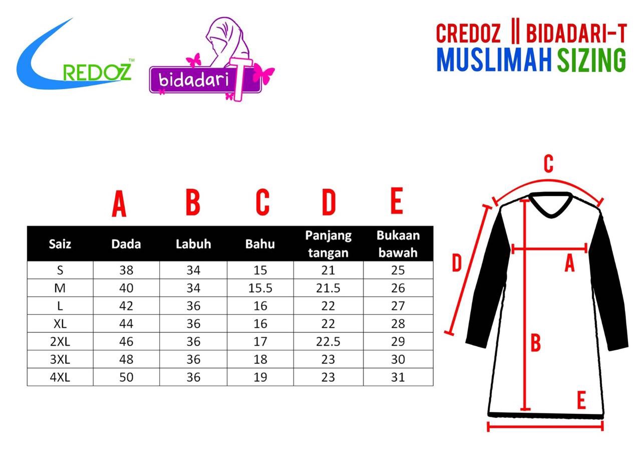  Size  Chart  Baju  Muslimah Nurul Trading
